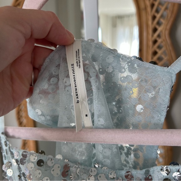 Anthropologie / Sequin Halter Handkerchief Tank Top in Blue - Picture 5 of 5